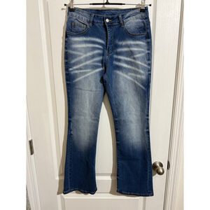 Men's MANFINITY Blue Washed Denim Bootcut Jeans. Size S